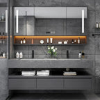 Light Luxury Panel Intelligent Bathroom Cabinet Meuble Rock Salle De Bain Wood Washbasin Double Basin Bathroom Cabinet Home