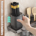 KYCOR-Wall-Mounted Multi-Functional Knife Holder - Folding Shelf For Kitchen, Includes Chopsticks Tube And Cutter Storage