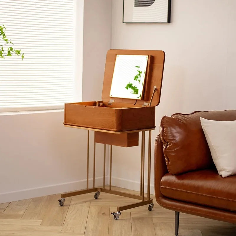 Portable Adult Vanity Table Nordic Woman Wheels Storage Unique Bedroom Dressers Makeup Desk Mirror Penteadeira Furniture Home