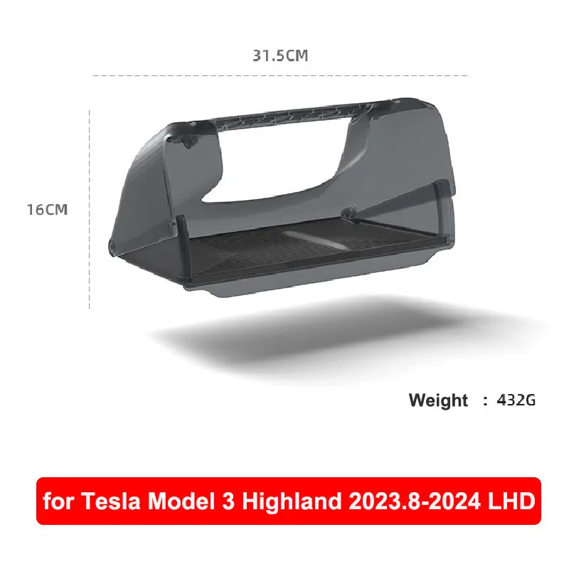 For Tesla Model Y Juniper 2025 Model 3 Highland 2024 Under-Screen Hidden Storage Box Behind Screen Center Console Organizer Case