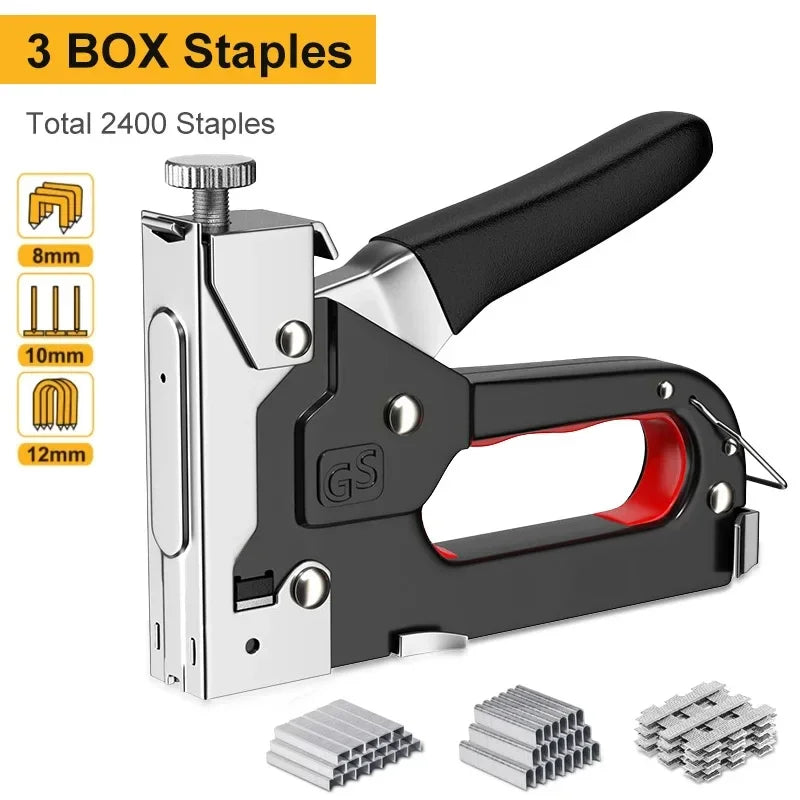 4 In 1 Manual Nailing Gun Construction Stapler Heavy Duty Air Nail Woodworking Special Staple Book Household DIY With 600 Staple