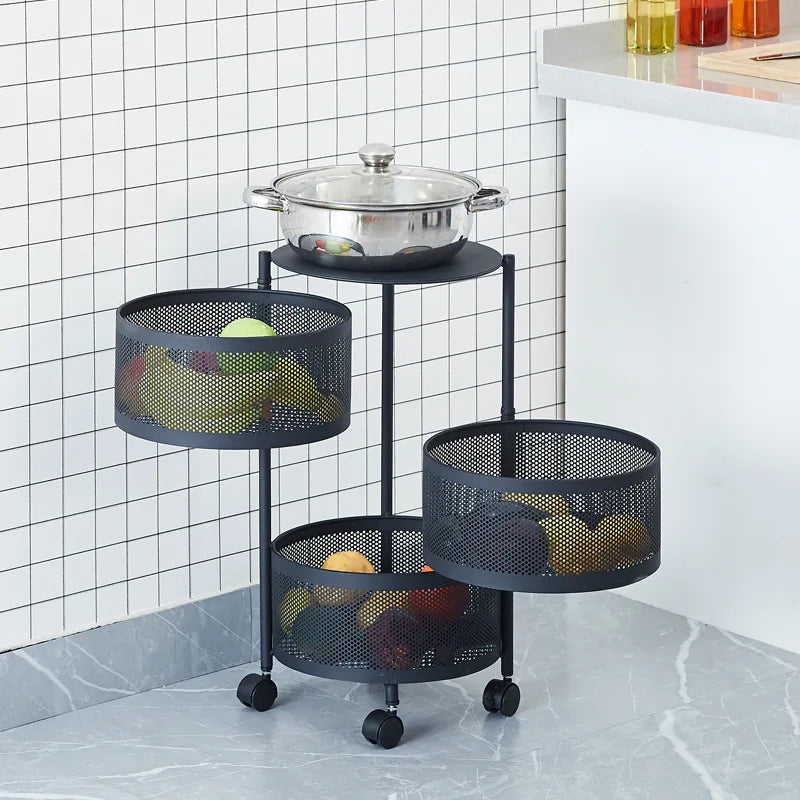 Kitchen Rotating Storage Rack Floor To Ceiling Multi-layer Fruit Storage Rack Living Room Snack Basket Storage Rack