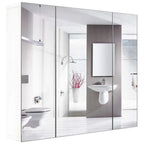 Getone Mirror Cabinet Bathroom Cabinet 3 Doors Bathroom Mirror Cabinet White 70x60x15cm Wood