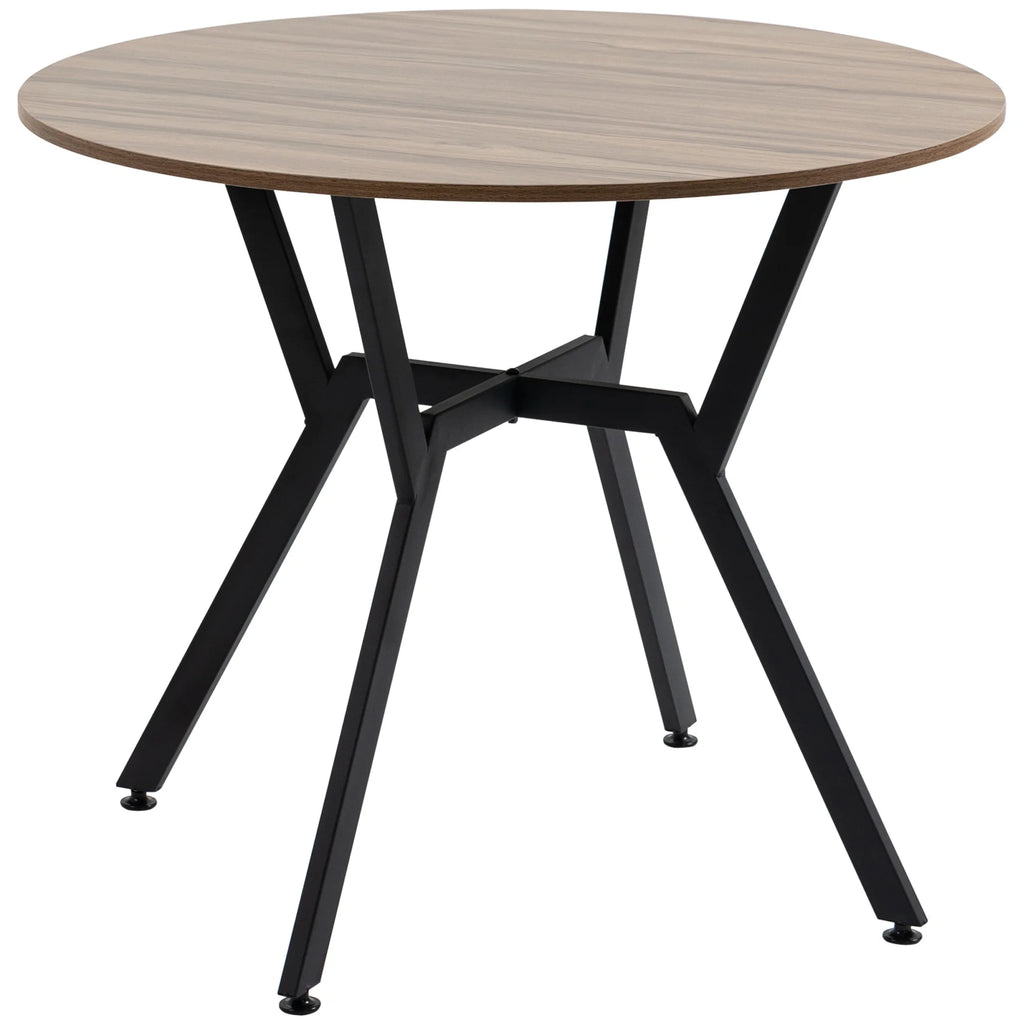 Homcom Round Dining Table with Wooden Top and Steel Frame Ø90X76 cm