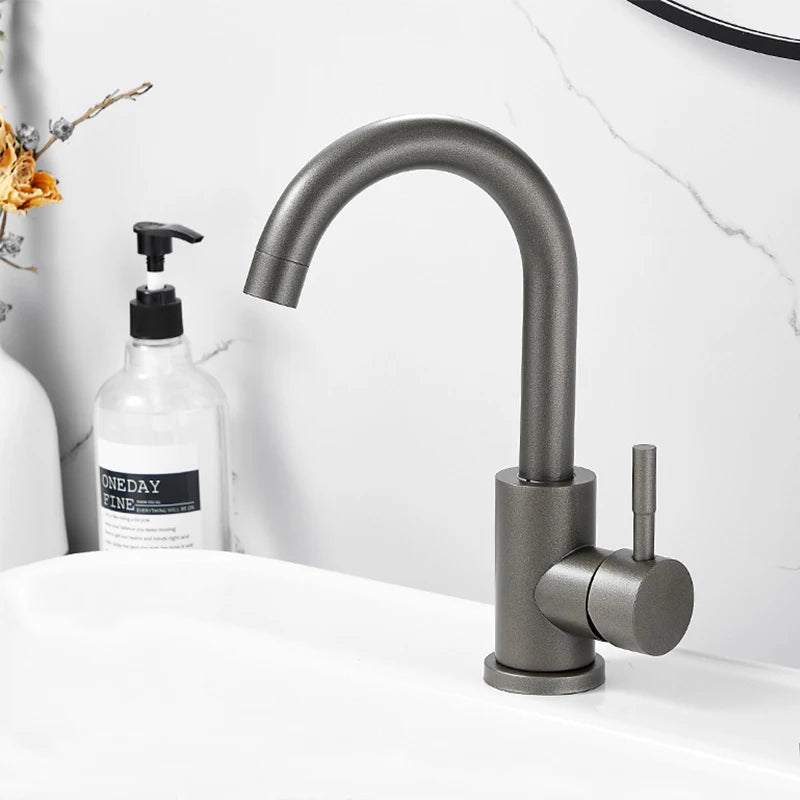 Dfrkjhre Bathroom Basin Faucet Matte Black Series for Sink Vessel Stainless Steel Hot and Cold Water Mixer Tap Crane