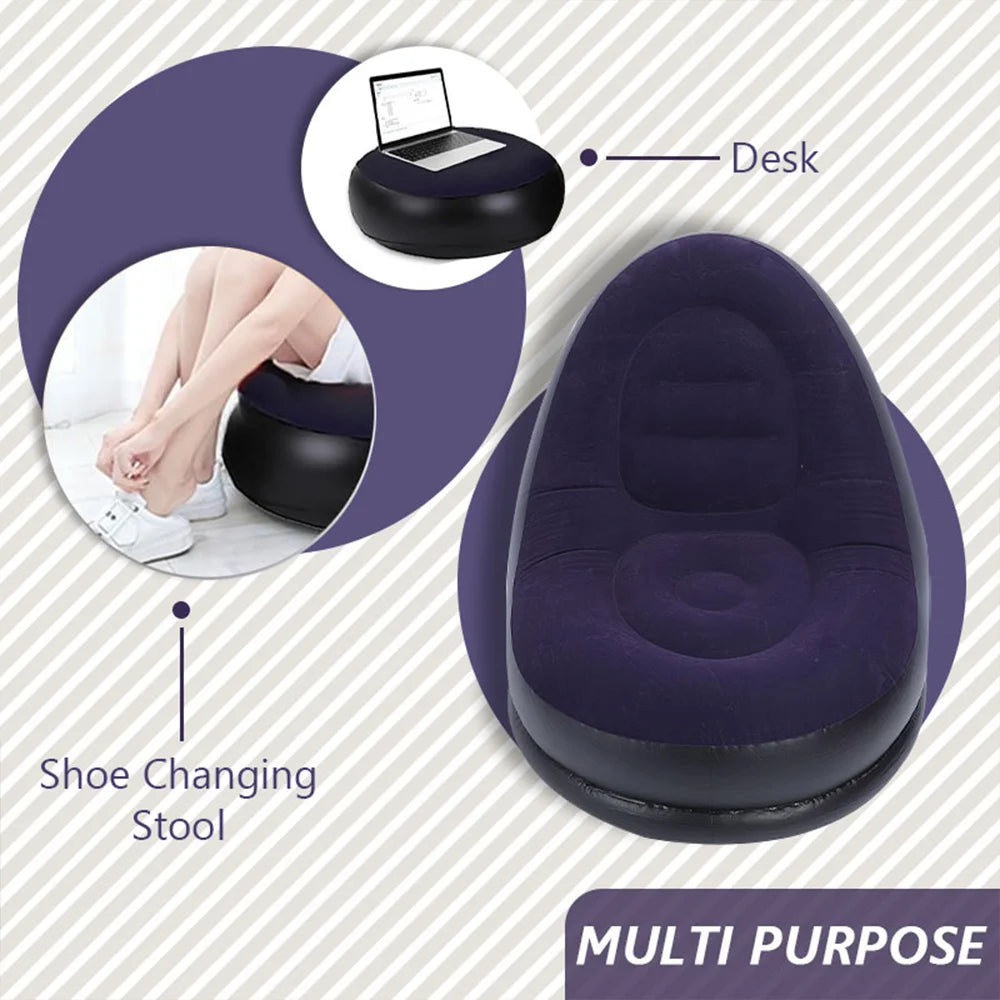 Inflatable Leisure Bean Bag Sofa Lazy Sofa Set Outdoor Foldable Recliner Bed Fluffy Seat Tatami Footstool Bedroom Chair
