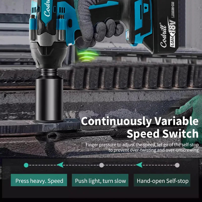 1800N.M Torque Brushless Electric Impact Wrench Cordless Electric Wrench 1/2 inch for Makita 18V Battery Pins Screwdriver Tools