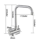 Wall Mounted Kitchen Faucet Stainless Steel Cold Water Tap Quick Open Balcony Laundry Pool Tap with Sprayer Bidet Shower Nozzle