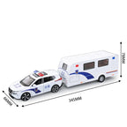 1:32 X-TRAIL Toy Model Cars Alloy Diecast Police Car Pull Back Doors Opened Sound Light Rubber Tires Camping RV Gifts for Boys