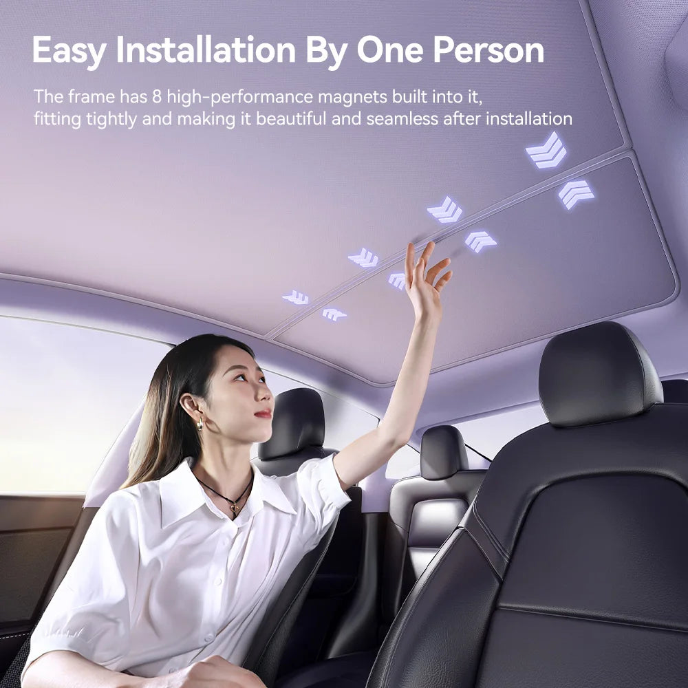 Magnetic Suction Clip Sun Shades for Tesla Model 3/Y Highland (2021-2025) | Glass Roof & Sunroof