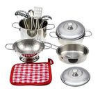 Play Pots and Pans Toys for Kids - Kitchen Playset Pretend Cookware Mini Stainless Steel Cooking Utensils Development Toys