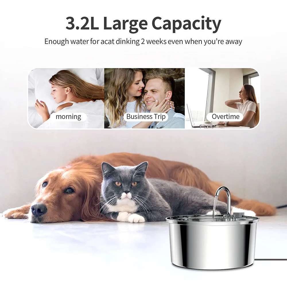 Stainless Steel USB Pet Water Fountain | AlluCanFind