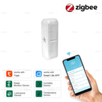 Tuya Zigbee 3.0 PIR Human Motion Sensor Luminance Detector With Temperture Humidiity Detection Smart Life Security Alarm Sensor