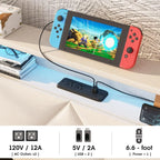 Vabches Bed Frame Queen with Storage Headboard&4 Drawers Upholstered Platform Bed Frame with Charging Station&LED Lights Bedroom