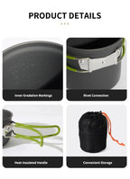 Outdoor camping cooking set kitchen supplies hard aluminum alloy material cookware set hiking and picnic equipment