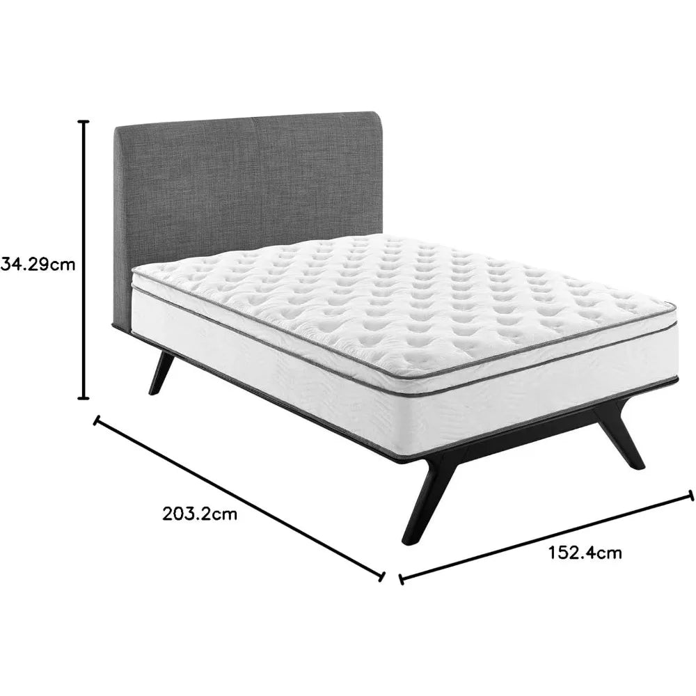 14” Innerspring and Memory Foam Queen Mattress With Individually Encased Coils, White