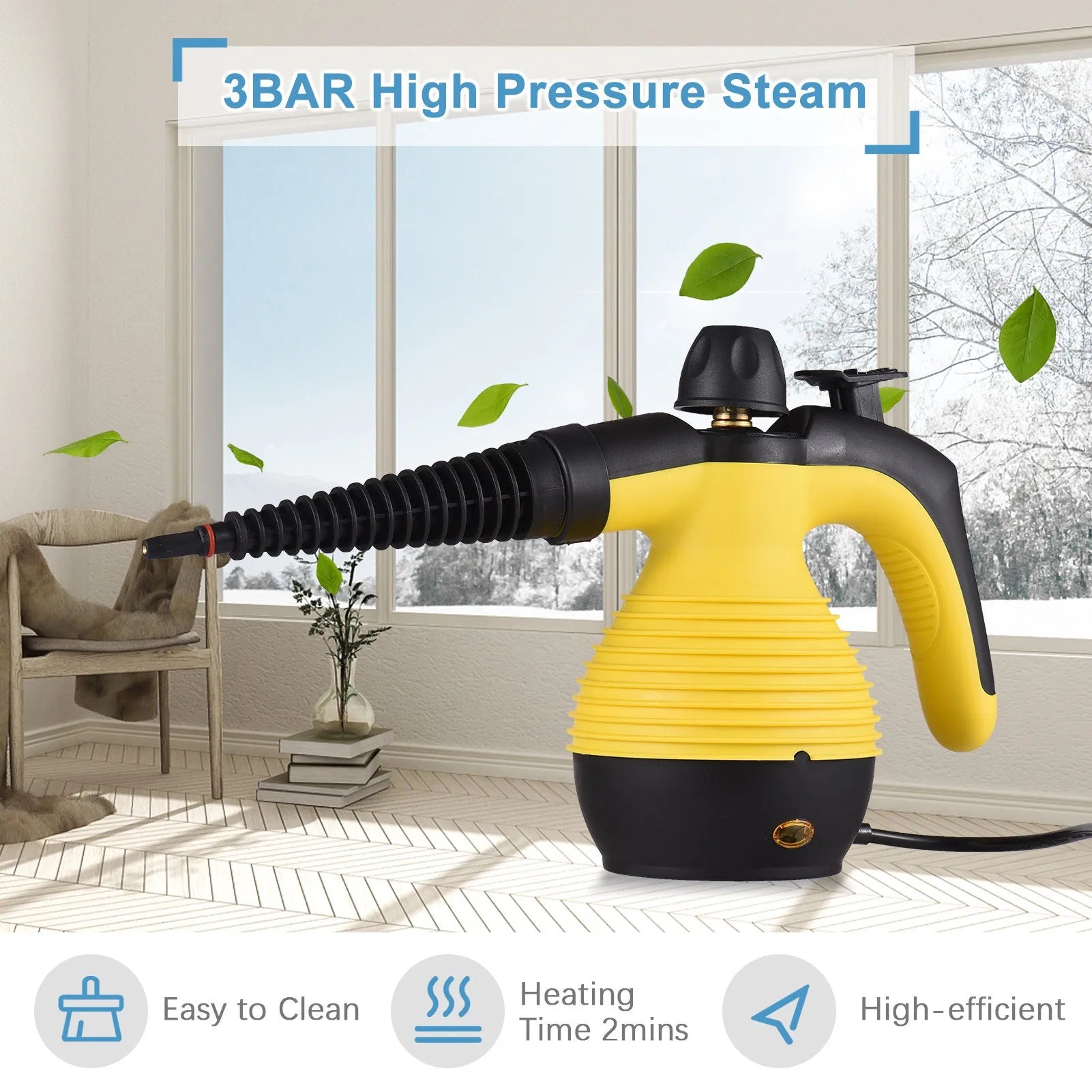 Handheld Steam Cleaner, Pressurized Multi-Surface Natural Steam Cleaner with 10 pcs Accessories, Steam Cleaner for Home