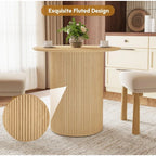 31.5" Round Dining Table for 2-4 People, Small Kitchen Dinner Table with Fluted Wood Base, Farmhouse Circle Dining Tables for H