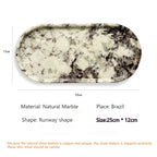 Luxury Green Marble Oval Tray: Bathroom Organizer & Fruit Serving Platter, Waterproof Stone Decor for Hotel Spa Home Kitchen