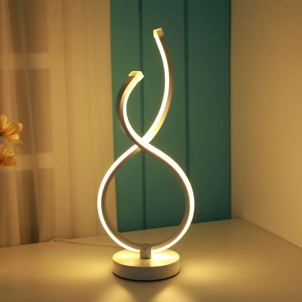 Modern Spiral LED Table Lamp Metal Bedroom Bedside Desk Lights Home Living Study Room Eye Protection Reading Night Lighting
