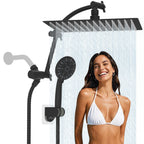 12'' High Pressure Rainfall Shower Head Handheld Showerhead Combo, 16'