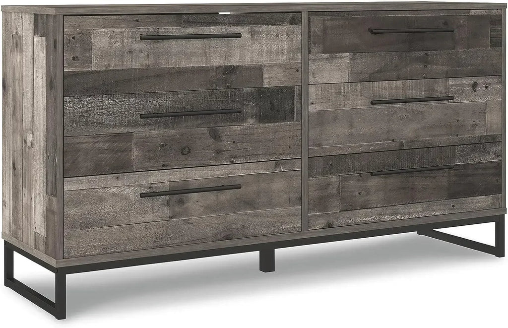 Neilsville 6 Drawer Dresser, Dark Brown,18.88"D x 59"W x 33.88"H