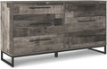 Neilsville 6 Drawer Dresser, Dark Brown,18.88"D x 59"W x 33.88"H