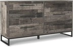 Neilsville 6 Drawer Dresser, Dark Brown,18.88"D x 59"W x 33.88"H