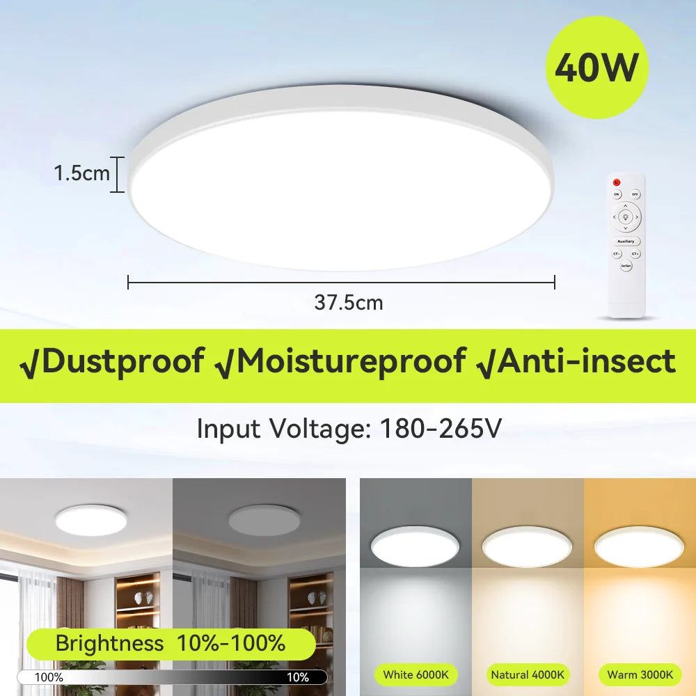 Smart LED Ceiling Light with Remote Control