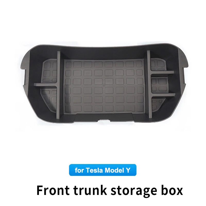Front & Rear Trunk Storage Box For Tesla Model Y 2024 Double-Deck Luggage Frunk Organizer Box Dustproof Cargo Multi-functional
