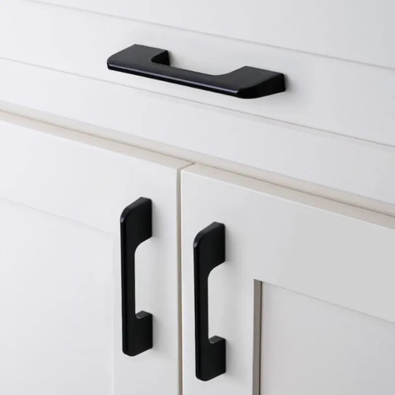KK&FING 1PC Modern Kitchen Handles Furniture Black Aluminum Home Improvement Wardrobe Cupboard Drawer Handle Furniture Hardware