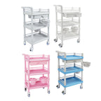 3-Tier Salon Storage Cart Movable Beauty Organizer 176 Lbs Load Utility Cart with Universal Wheels