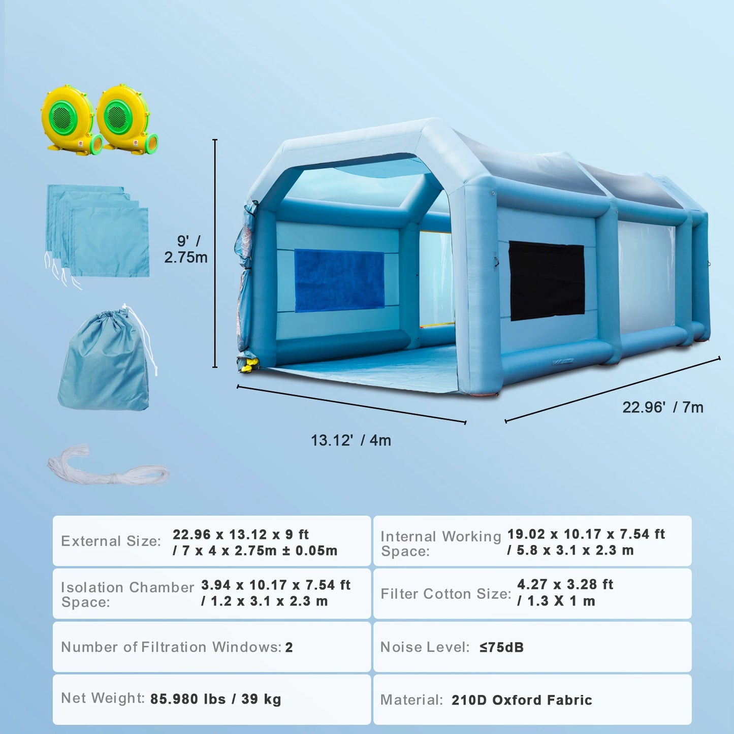 SucceBuy Inflatable Paint Booth with Blowers Inflatable Spray Booth Powerful Spray BoothCar Paint Tent Air Filter System