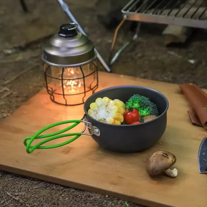 Outdoor camping cooking set kitchen supplies hard aluminum alloy material cookware set hiking and picnic equipment