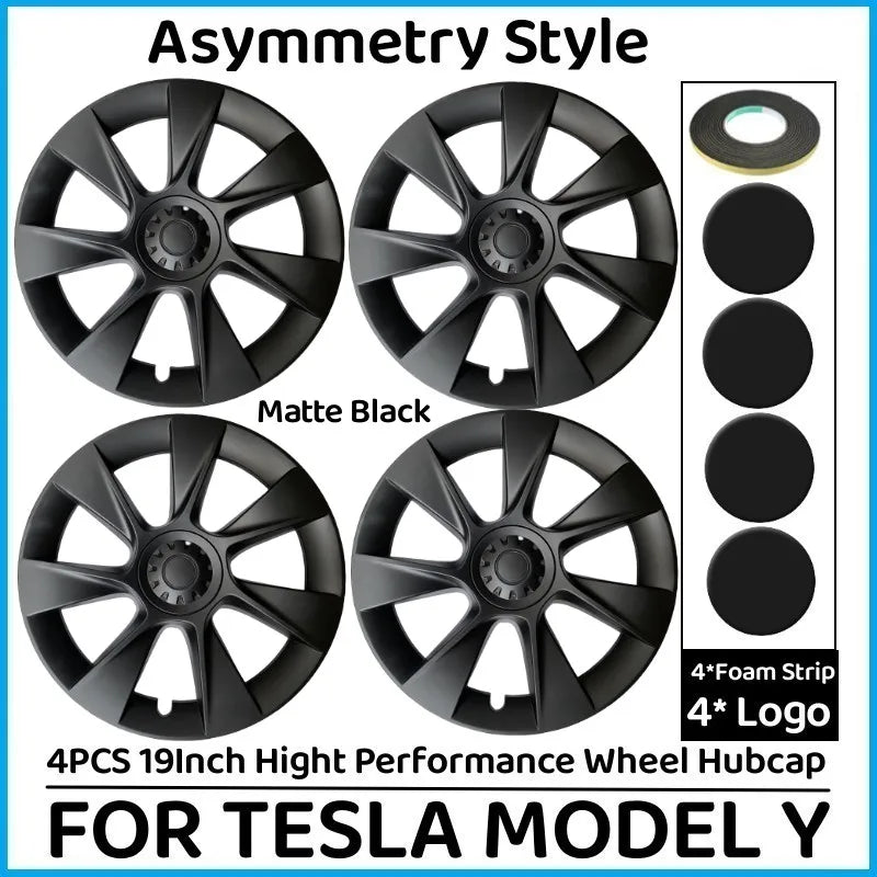 19 Inch Wheel Caps 4PCS Wheel Cover Performance Replacement Wheel Hub Cap Full Rim Cover Accessories For Tesla Model Y 2018-2024
