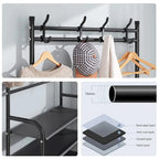Coat Hat Stand 8 Hooks Metal Storage Shoe Rack 5 Tiers Shelf Hanger Shoes Shelf Living Room Storage Racks 80Cm Widen
