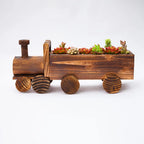 1pcs Wooden Cart Flowerpot Succulents Ornament Creative Garden Home Bedroom Shop Window Plants Wheelbarrow Planter Decor Pot