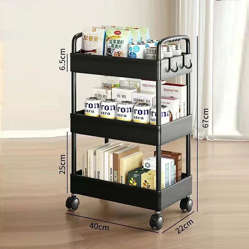 3/4 Tier Durable Rolling Trolley Multi-storey Cart Storage Shelf Movable Gap Storage Rack Kitchen Bathroom Slim Slide Organizer