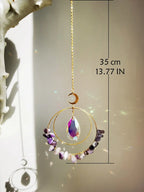 Purple Crystal Moon Sun Catcher Decor Pendant Wall Hanging Window Crystal Suncatcher Home Decoration Mother Day Girl Gift Crafts