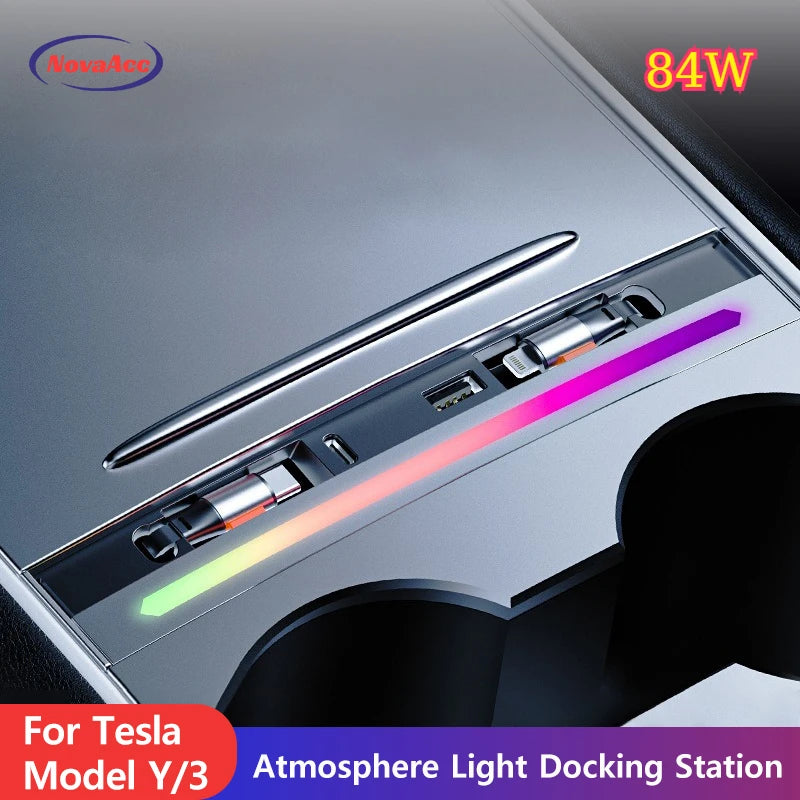 84W Retractable USB Hub for Tesla Model 3/Y (2021-2025)
