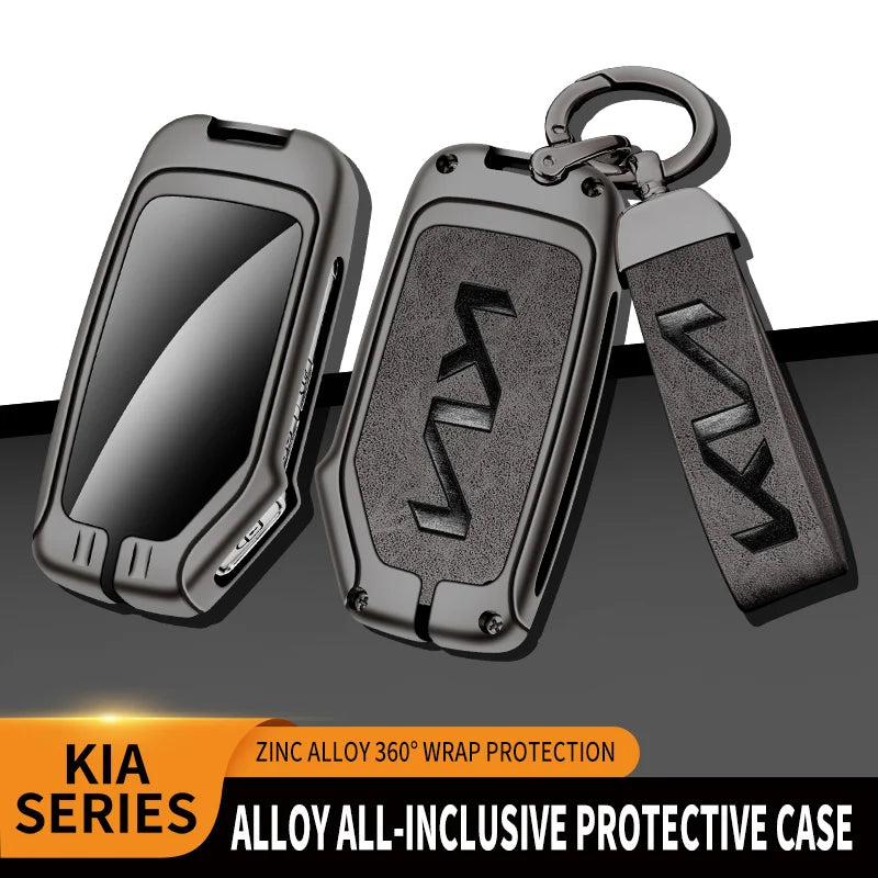 Leather Alloy Car Remote Key Case Protection Cover For KIA Sportage R GT Stinger Sorento Ceed Cerato Forte Niro Soul Telluride