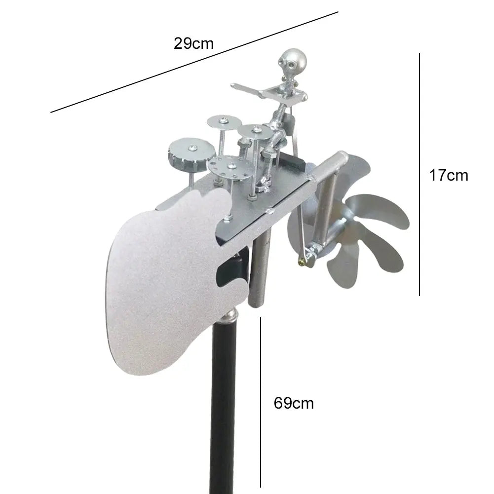 DIY Handcrafted Metal Drummer Windmill Statue Spins with Wind Steampunk Percussionist Music Wind Spinner Garden Decoration