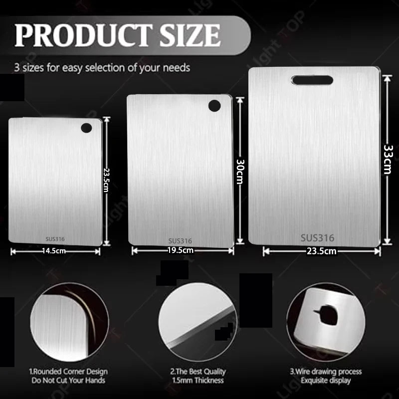 Kitchen-specific cutting board, 316 stainless steel double-sided panel, kitchen accessory tools, food-grade meat cutting board