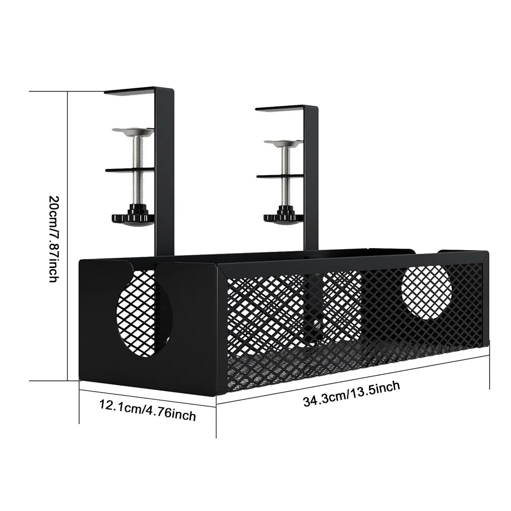 Under Table Cable Management Rack Heavy Duty Wire Management Tray Adjustable Thickness Under Desk Cord Organizer for Home Office