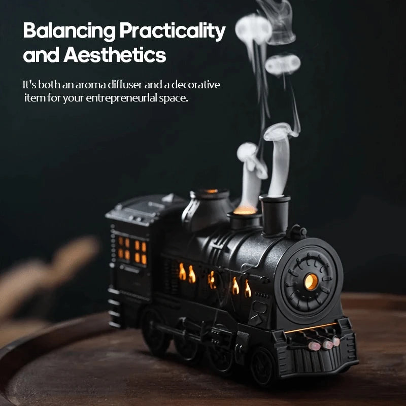 1PC USB Powered Small Train styling Aroma Diffuser also Mini Air Humidifier with Ambient Lights and 2-level Timing for Home