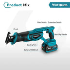 18V Brushless Reciprocating Saw Electric Saw Wood Metal PVC Pipe Materials Cutting With 4 PCS Saw Blades For Makita Battery Pin
