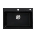 Black Quartz Stone Sink, Kitchen Large Single Sink, Household Vegetable Embedded Countertop Sink