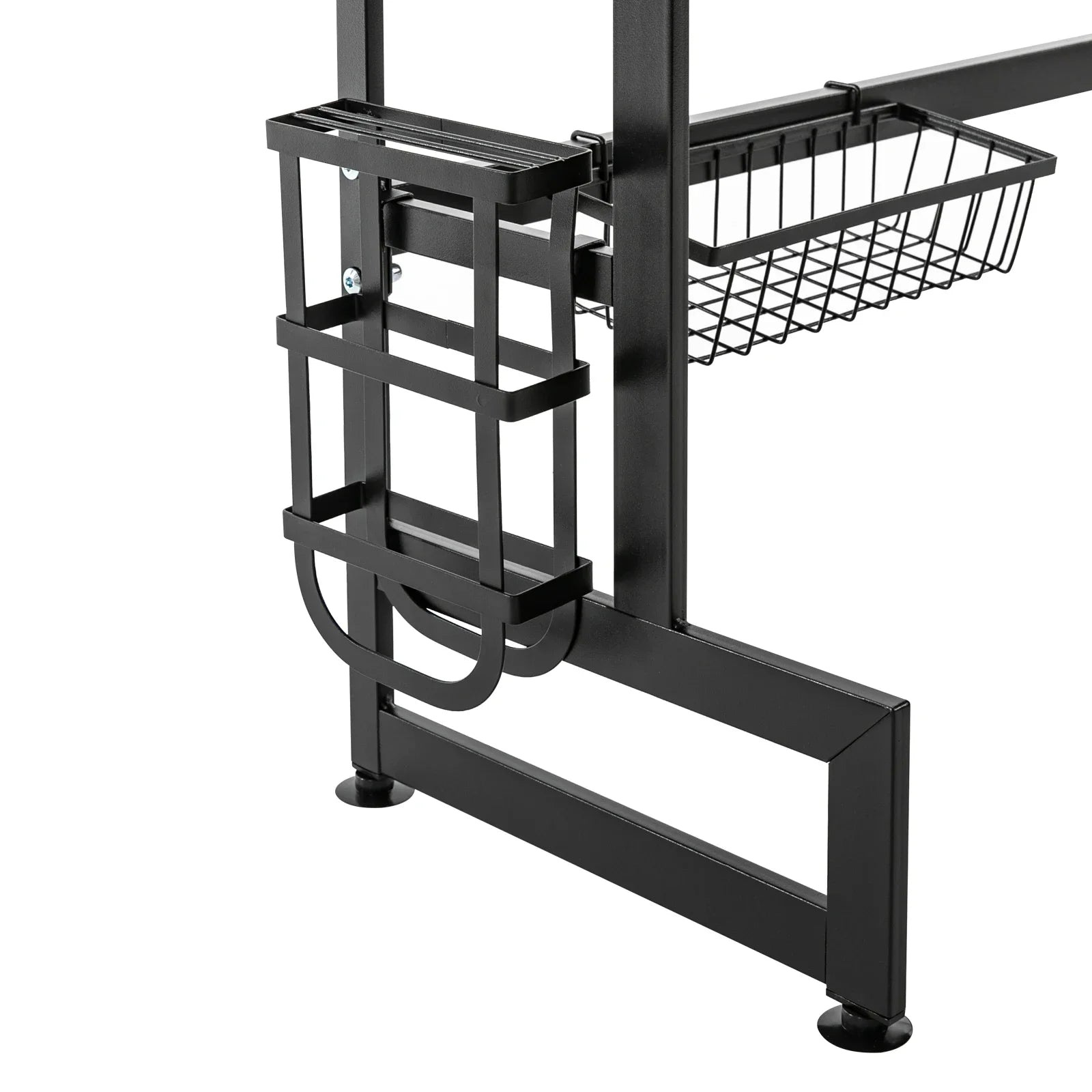 2-Tier Carbon Steel Cutlery Drainer & Dish Drying Rack | 20kg Load-Bearing, Over-Sink Mount (Black, 13.9lbs Lightweight)