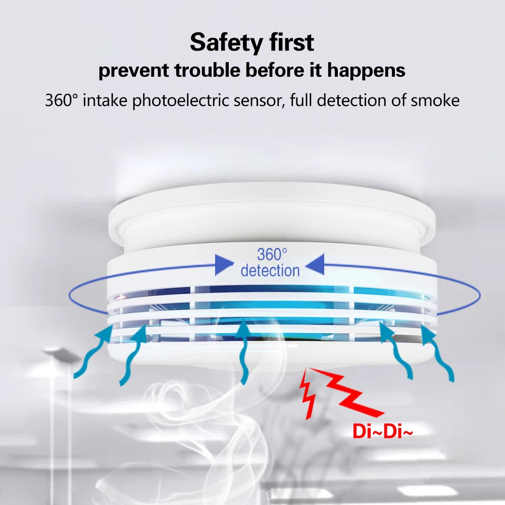 Independent Smoke Detector Sensor Fire Alarm Home Security System Firefighters Tuya WiFi Smoke Alarm Fire Protection