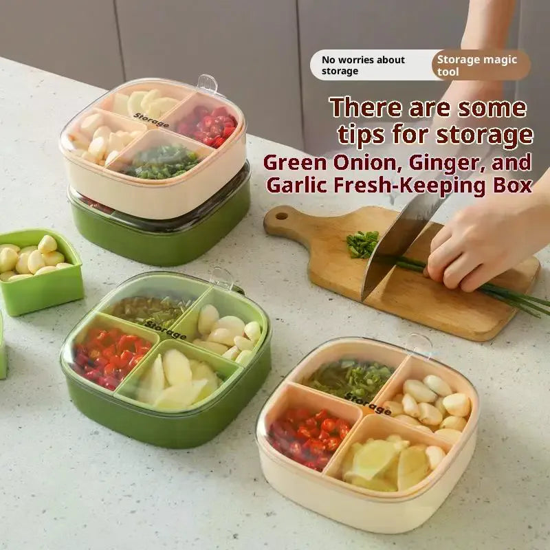 Kitchen Onion Garlic Ginger Preservation Box Refrigerator Freezing Separator No Odor Cooking Storage Box Sealed Drainage Storage